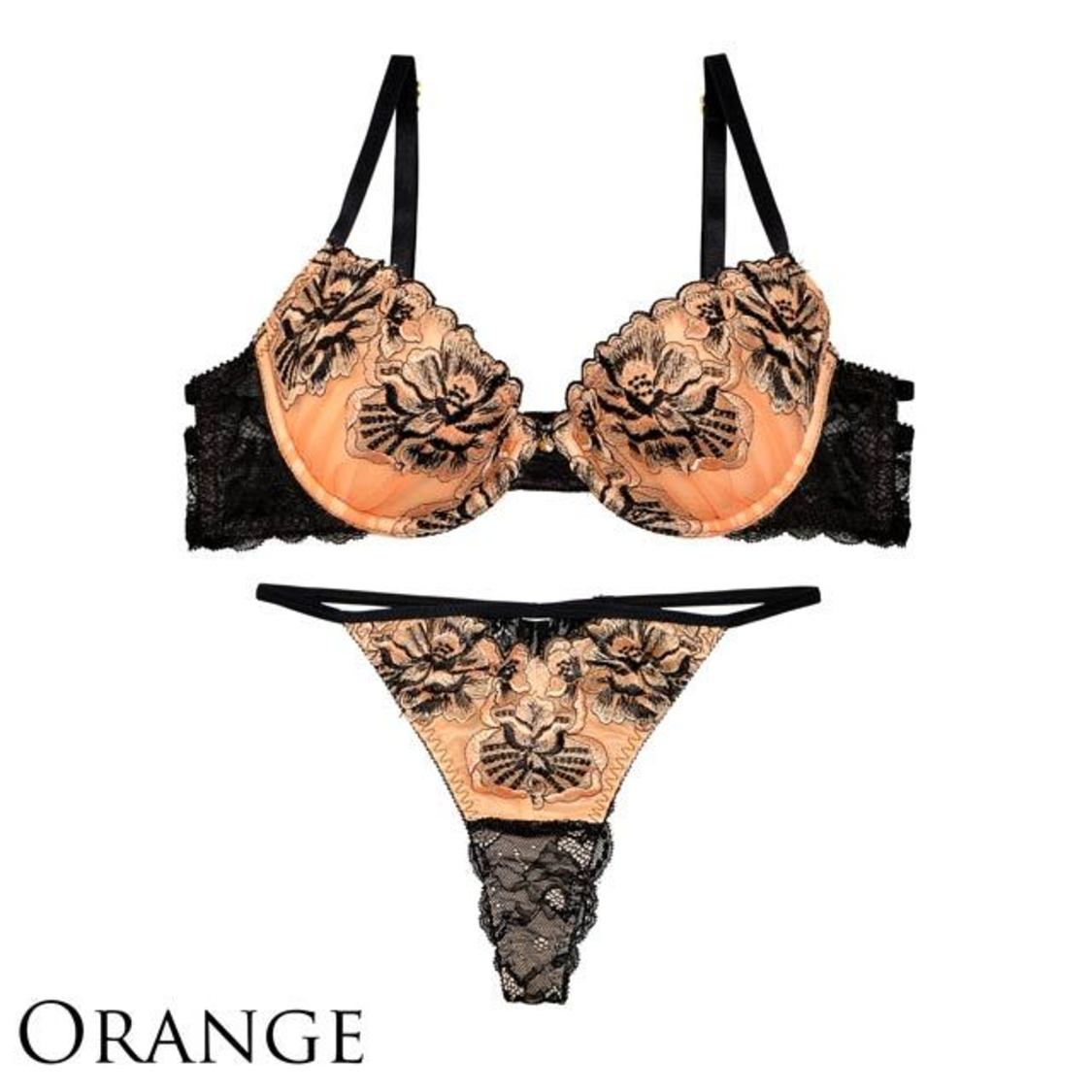 ラージパフュームフラワー ブラジャー＆バック透けショーツ