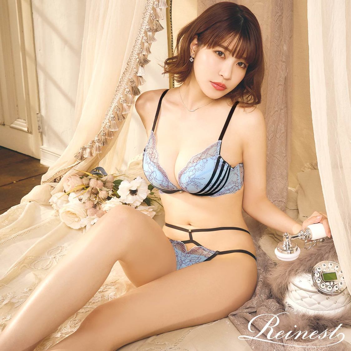 オールレースラインブラジャー＆バック透けショーツ