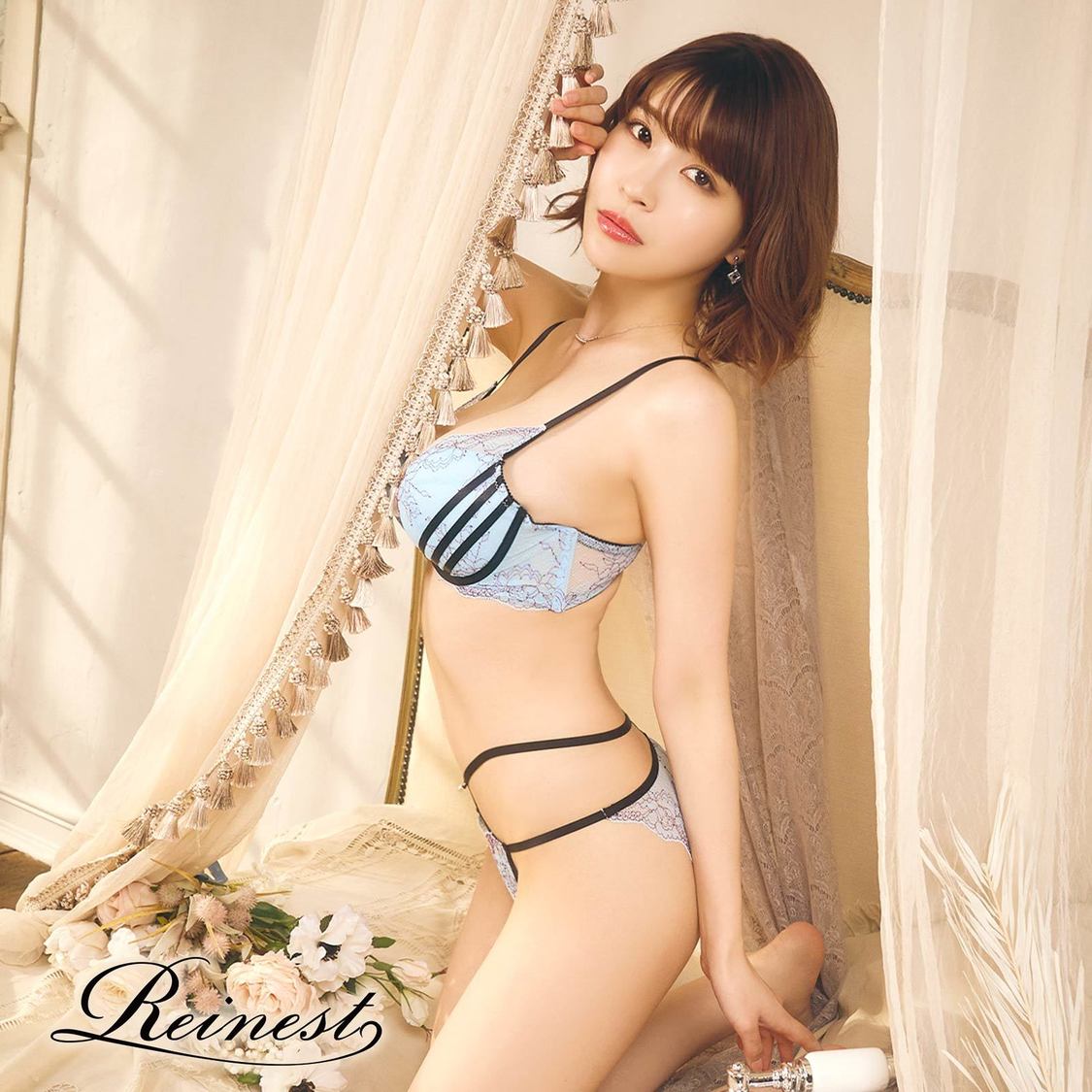 オールレースラインブラジャー＆バック透けショーツ