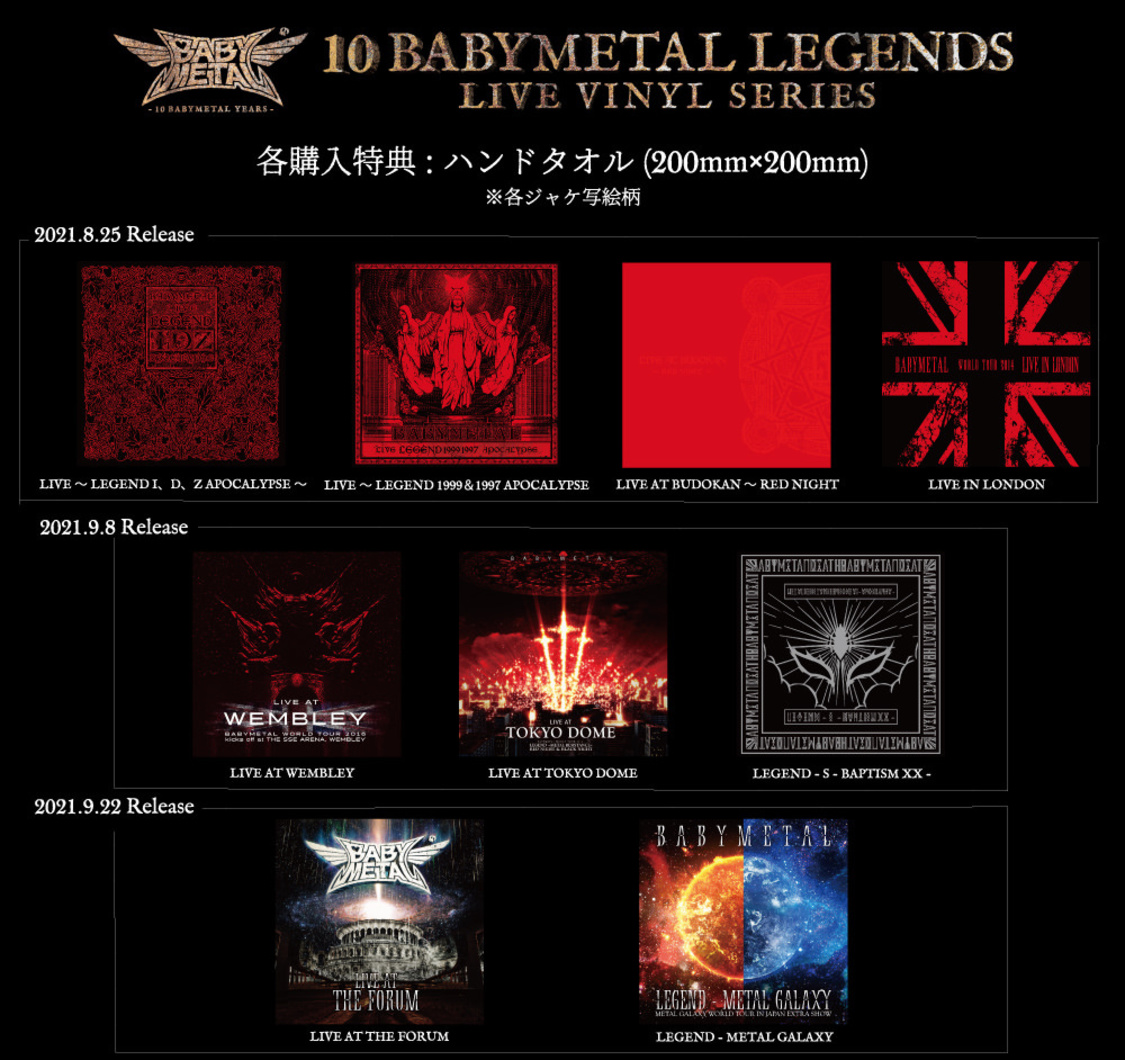 『10 BABYMETAL LEGENDS LIVE VINYL SERIES』特典
