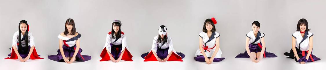 左からジュウロウジンスー、ベンテンノノコ、ダイコクマコト、ホテイ社長、エビスリーナ、ビシャモンミックン、フクロクジュチッピ（モカマカリ）