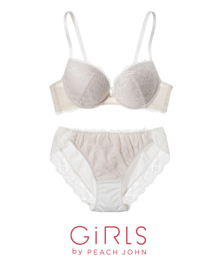 なちゅこれシンプルレースブラセット（オフホワイト）