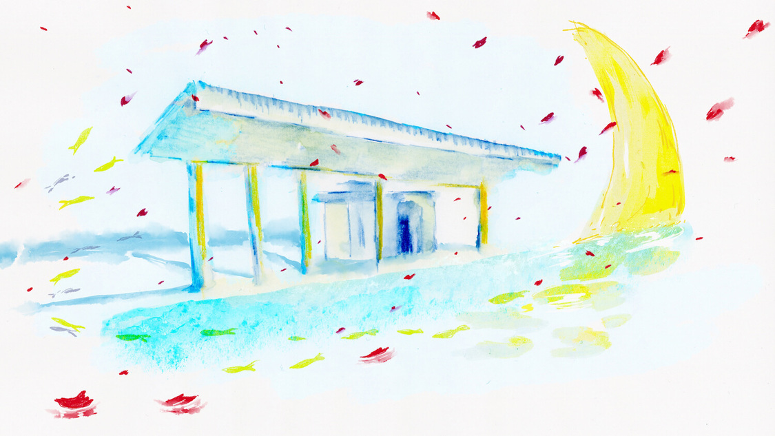 映画『やがて海へと届く』アニメーションパートのイラスト画像（©️2022 映画「やがて海へと届く」製作委員会）