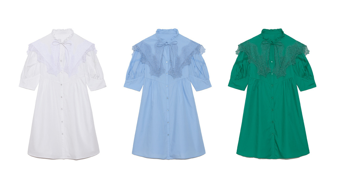 レースカラーミニワンピース