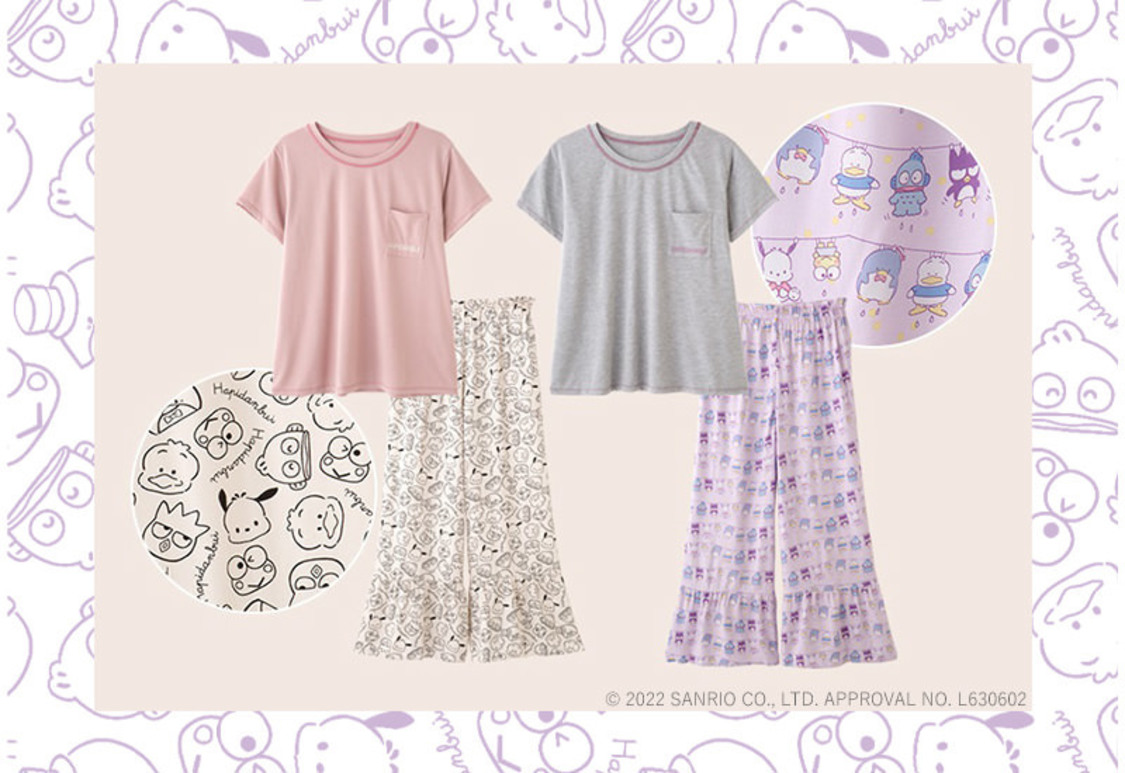 はぴだんぶいTシャツパジャマ（© 2022 SANRIO CO., LTD. APPROVAL NO. L630602）