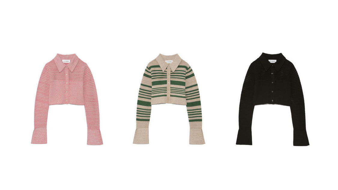 衿付ショートニットカーディガン