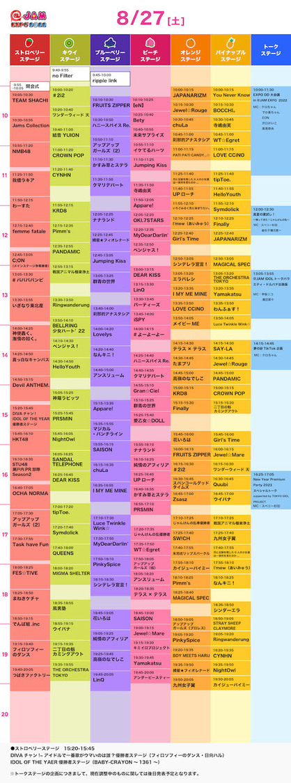 タイムテーブル（8月27日）