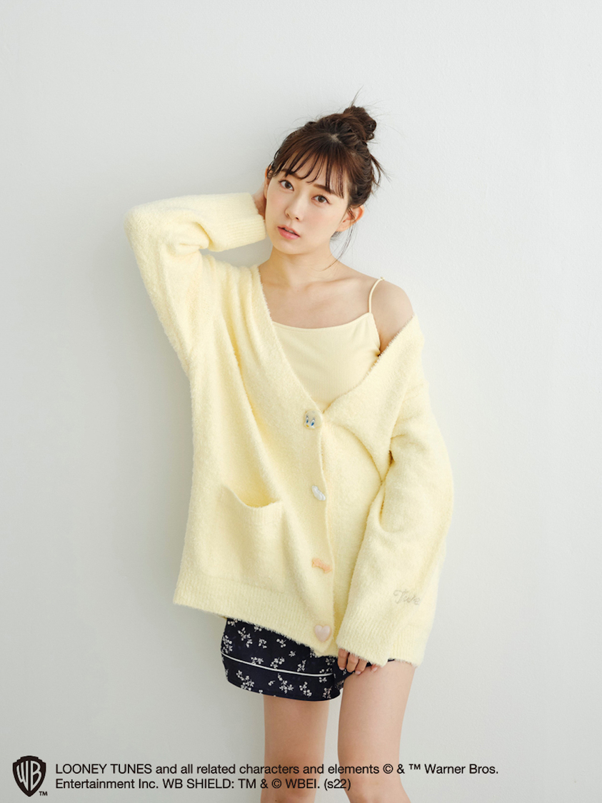 【TWEETY】デザインボタンカーディガン（YEL）
