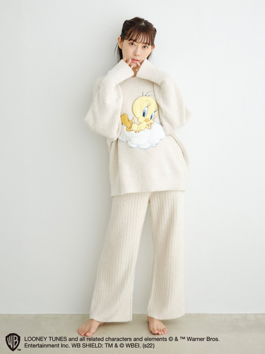 【TWEETY】ジャガードニットプル／ニットロングパンツ（IVR）