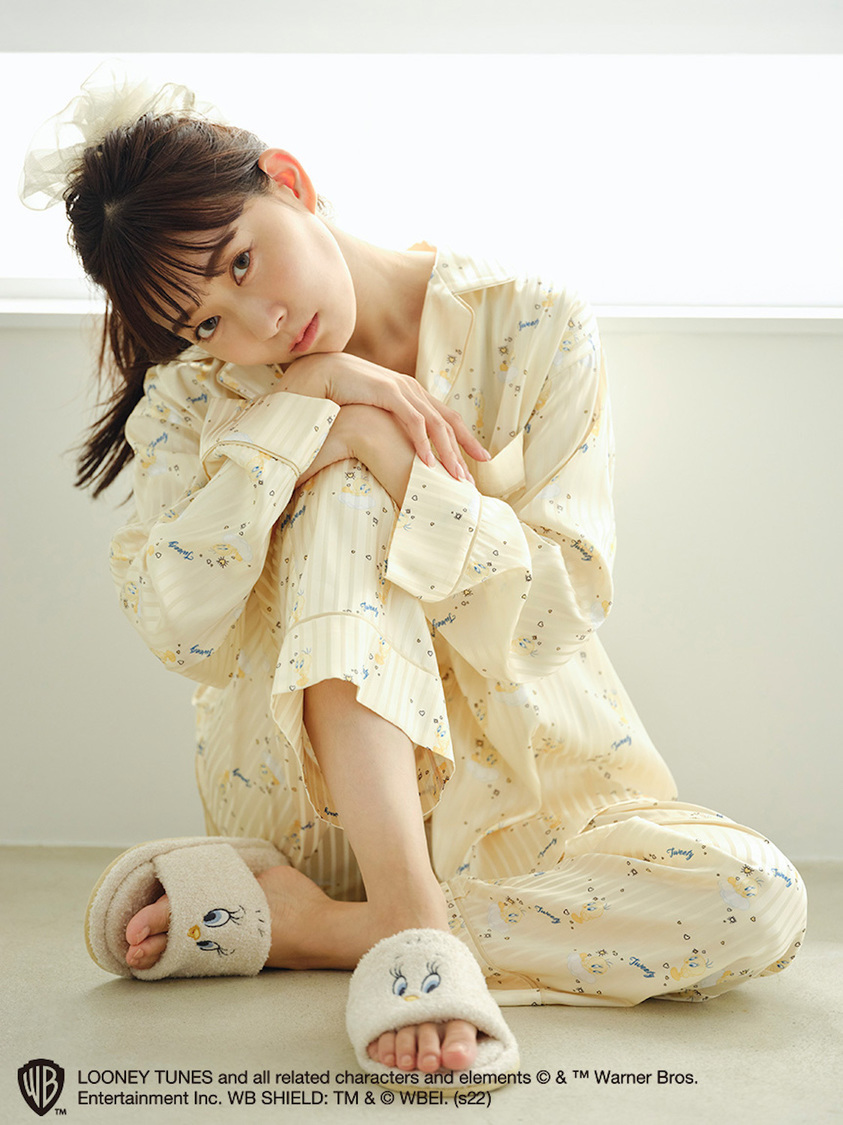 【TWEETY】プリント開襟シャツ／プリントロングパンツ（YEL）