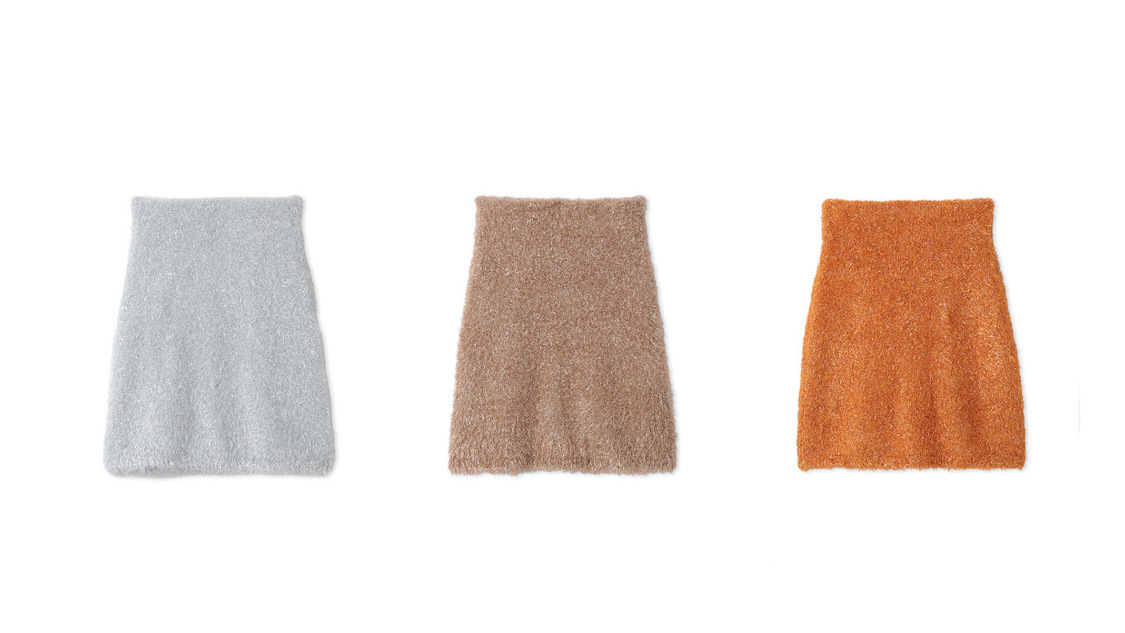 フラッフィーラメニットミニスカート