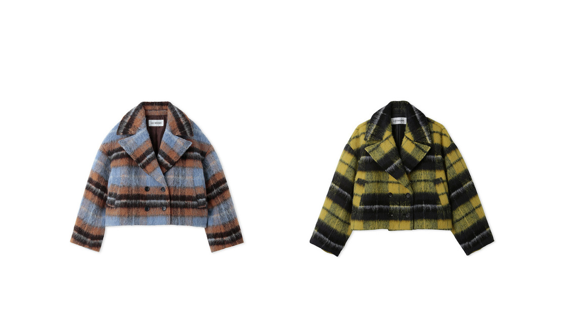 ダブル釦ショート丈チェックコート