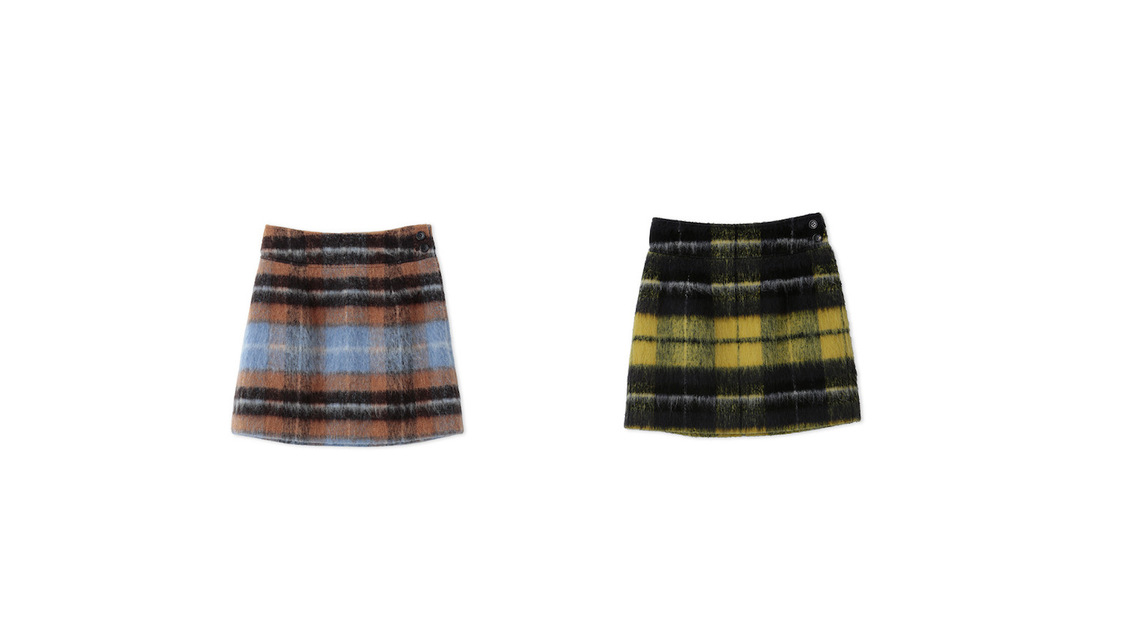 wool混ボックスチェックミニスカート