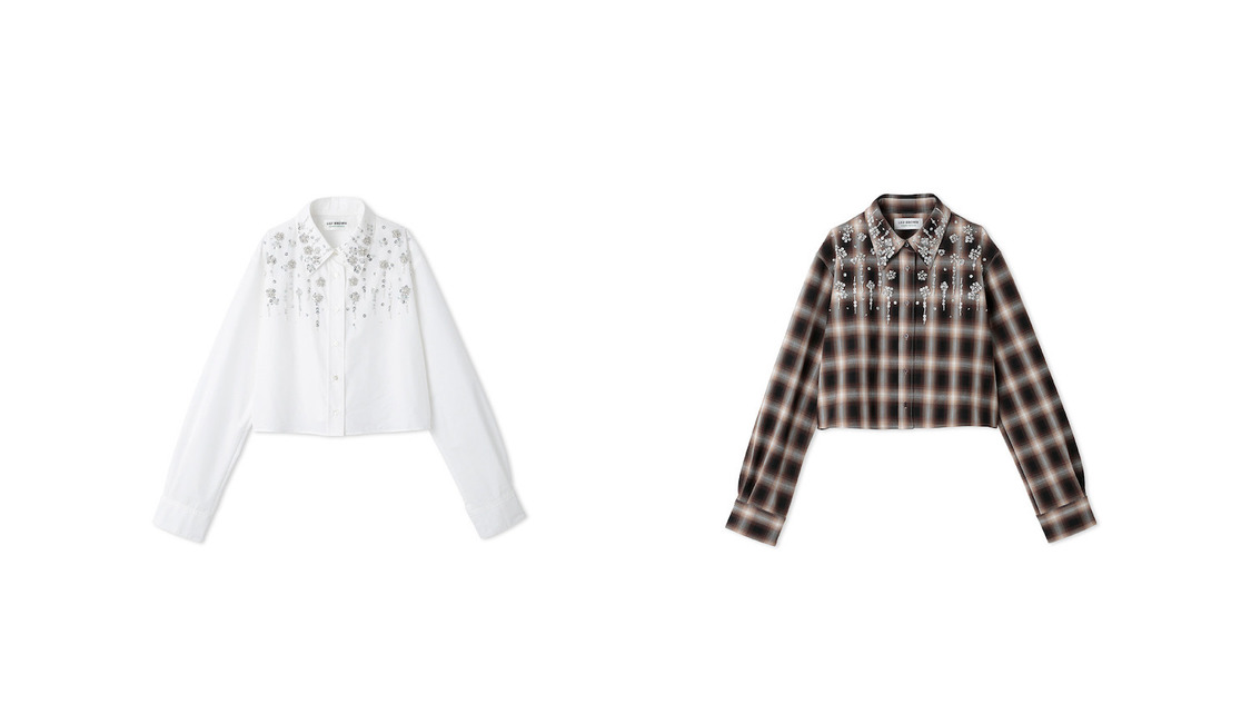 ビーズ刺繍シャツブラウス