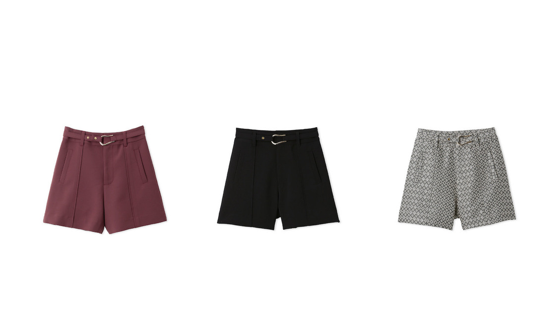 ベルテッドハイウエストショートパンツ