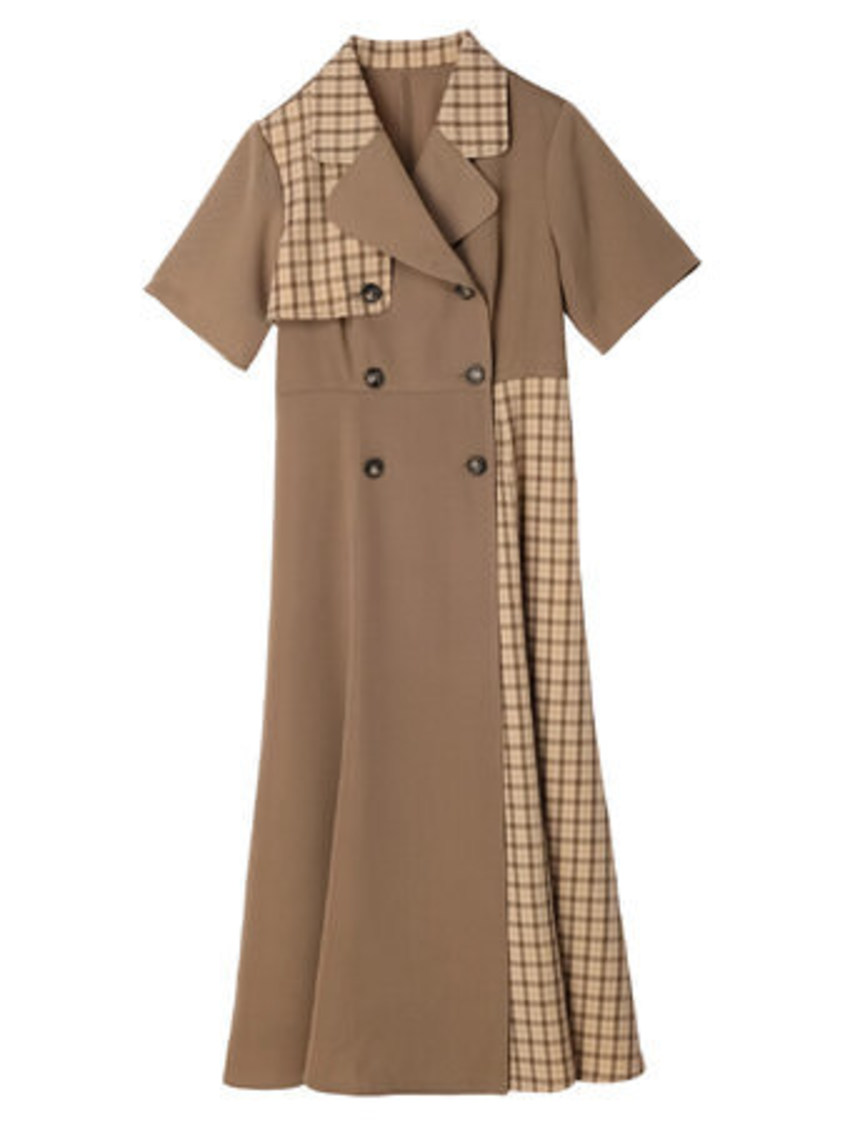 チェックトレンチ風コート