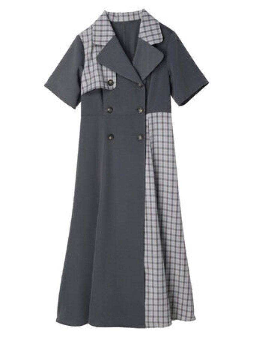 チェックトレンチ風コート