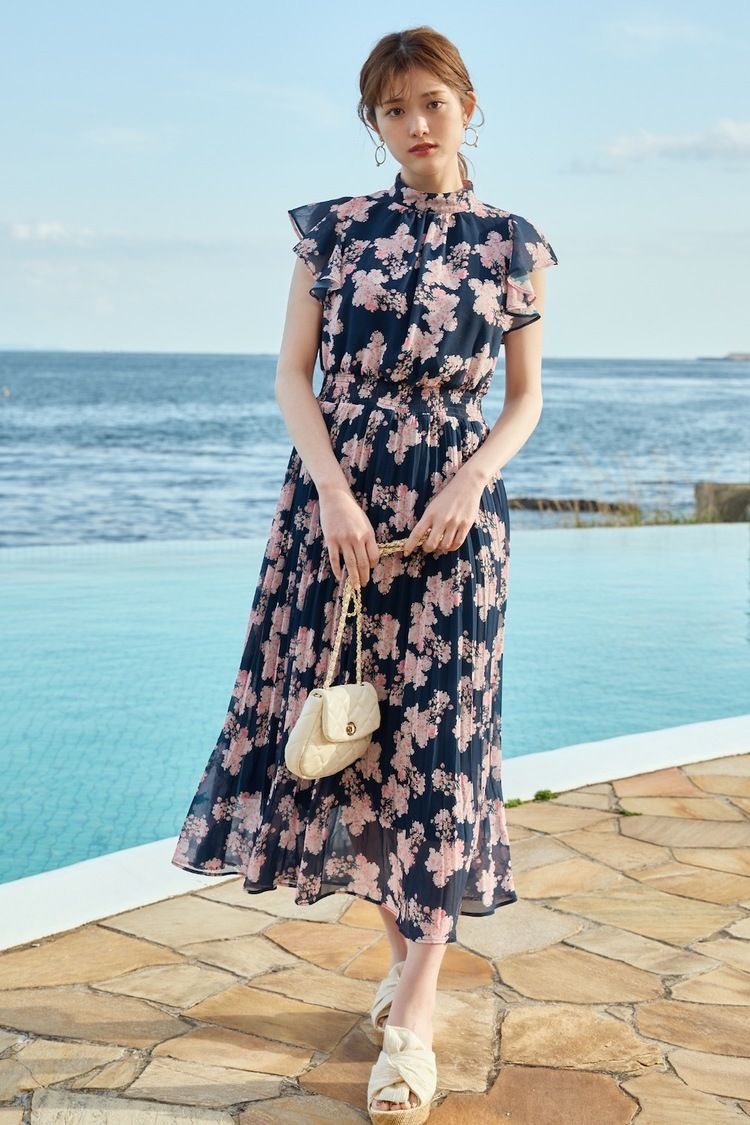 Lantana Pleats Dress（navy）