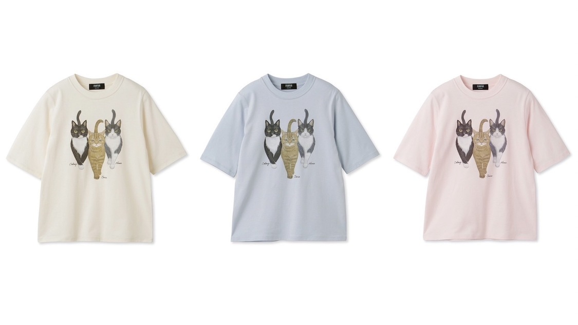 『FURFUR×上國料萌衣』トリプルキャットイラストTシャツ