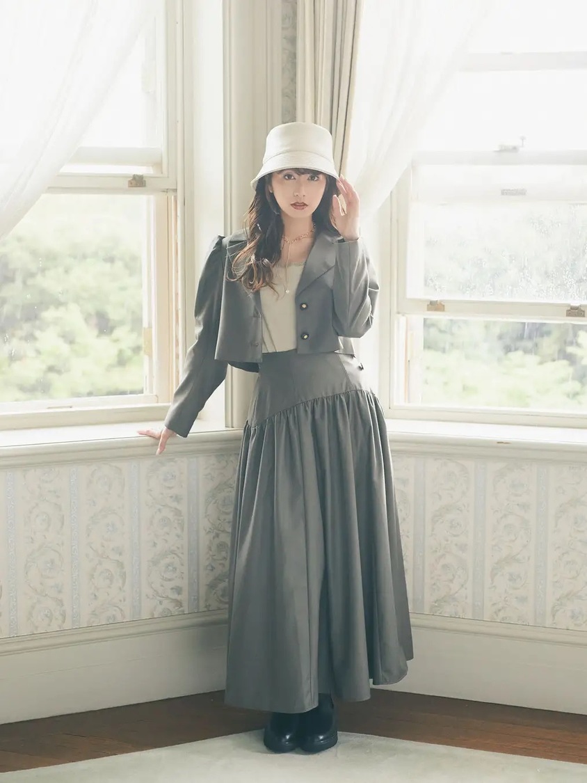 切り替えギャザースカート