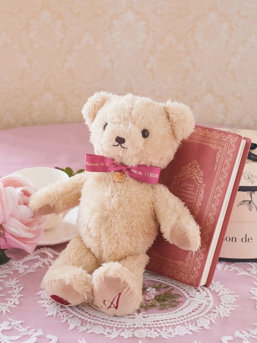 ピンクリボンくたくたクマさんポーチ