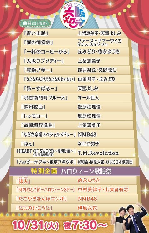 『第23回 わが心の大阪メロディー』曲目一覧
