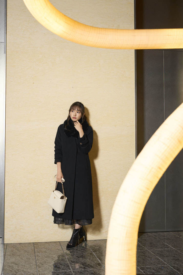 フェイクファーショールカラーコート