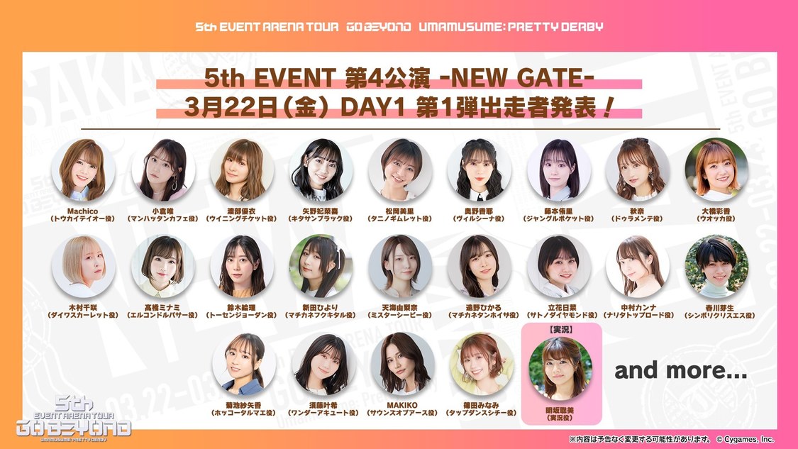 ＜第4公演 -NEW GATE-＞出走者  