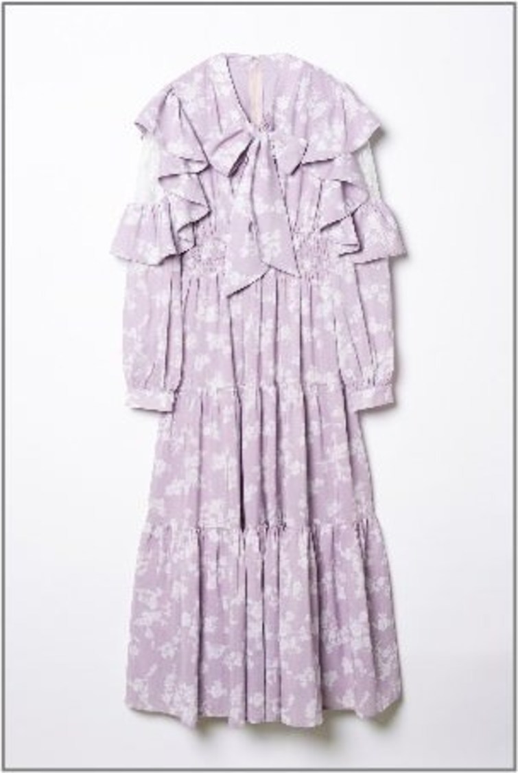 花柄フリルロングワンピース