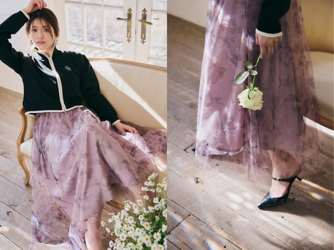 Flower Sheer Tulle Skir