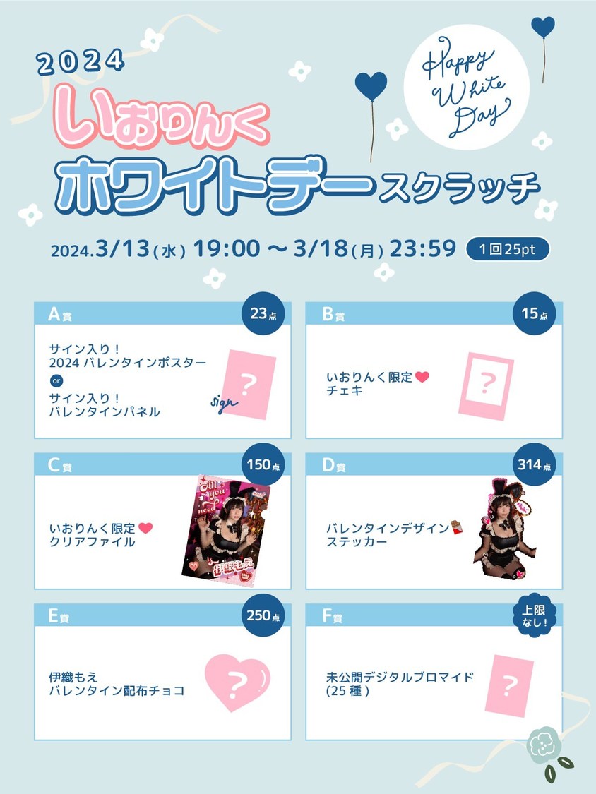 ＜ホワイトデースクラッチイベント＞賞品