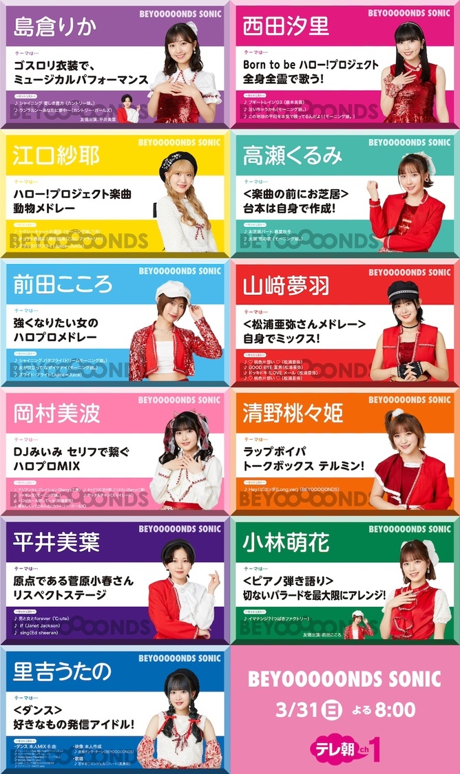 『BEYOOOOONDS SONIC』メンバーのテーマ＆セットリスト