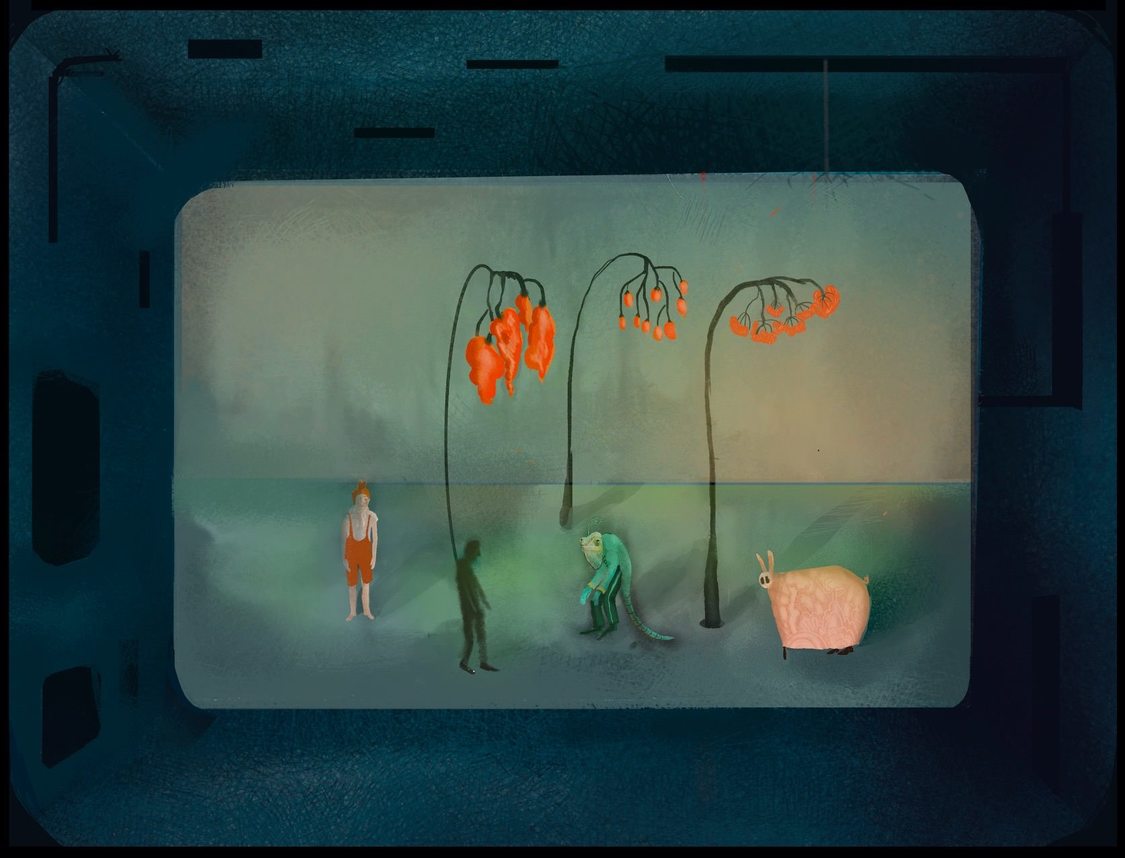 舞台＜未来少年コナン＞のワンシーンの美術画 