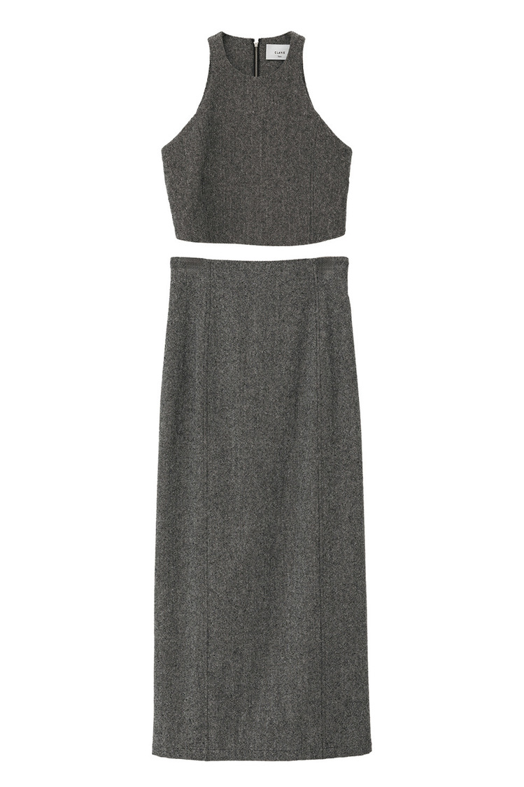 SuzuHirose × CLANE 3WAY AMERICAN SLEEVE BUSTIER STRAIGHT SKIRT SET