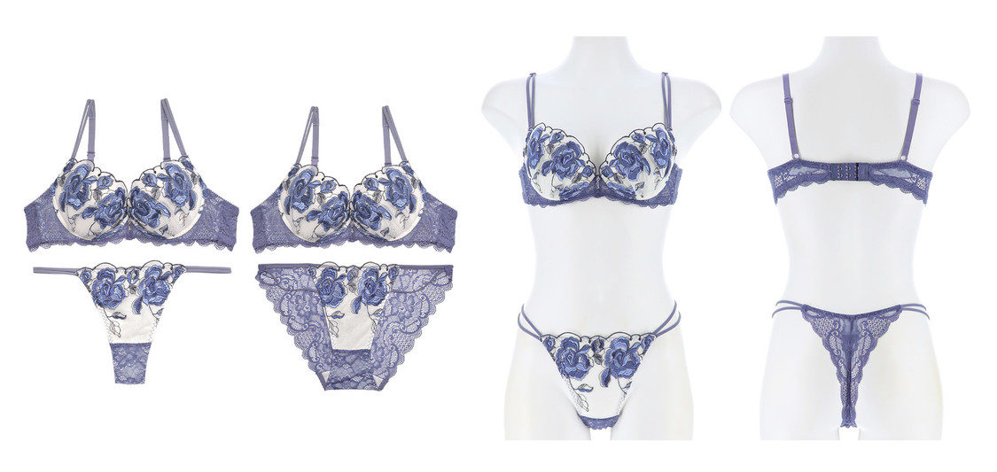 Elegant Rose Embroidery Bra&T-back