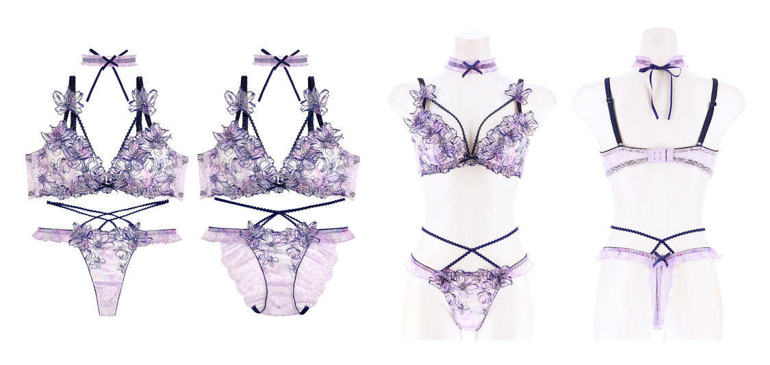 Mellow Hydrangea Bra&Shorts&Choker