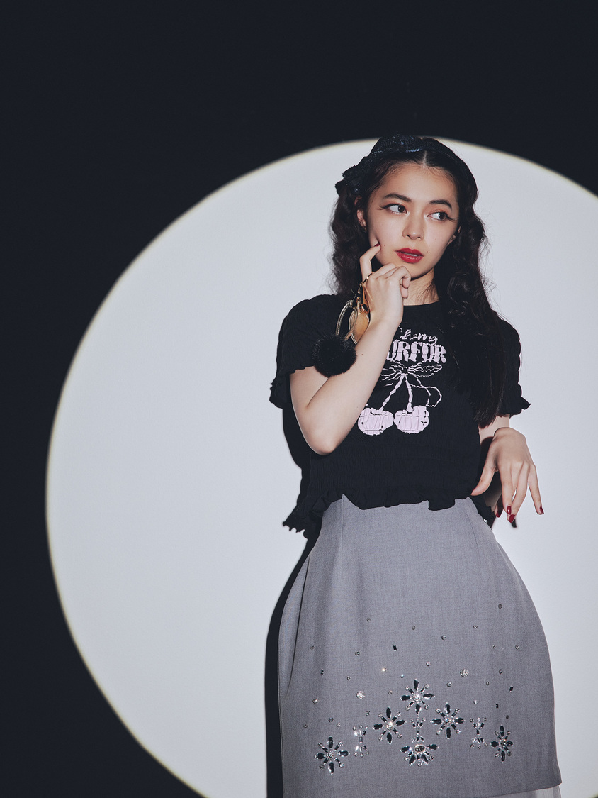 【上國料萌衣コラボ】チェリーギャザープルオーバー