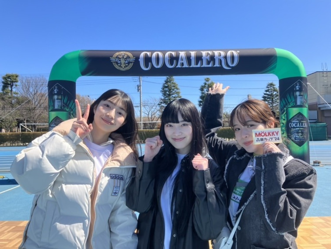 ＜モルック森田カップ2024＞に出場した田中海凪（左）・中山碧瞳（中央）・葉月くれあ（右）