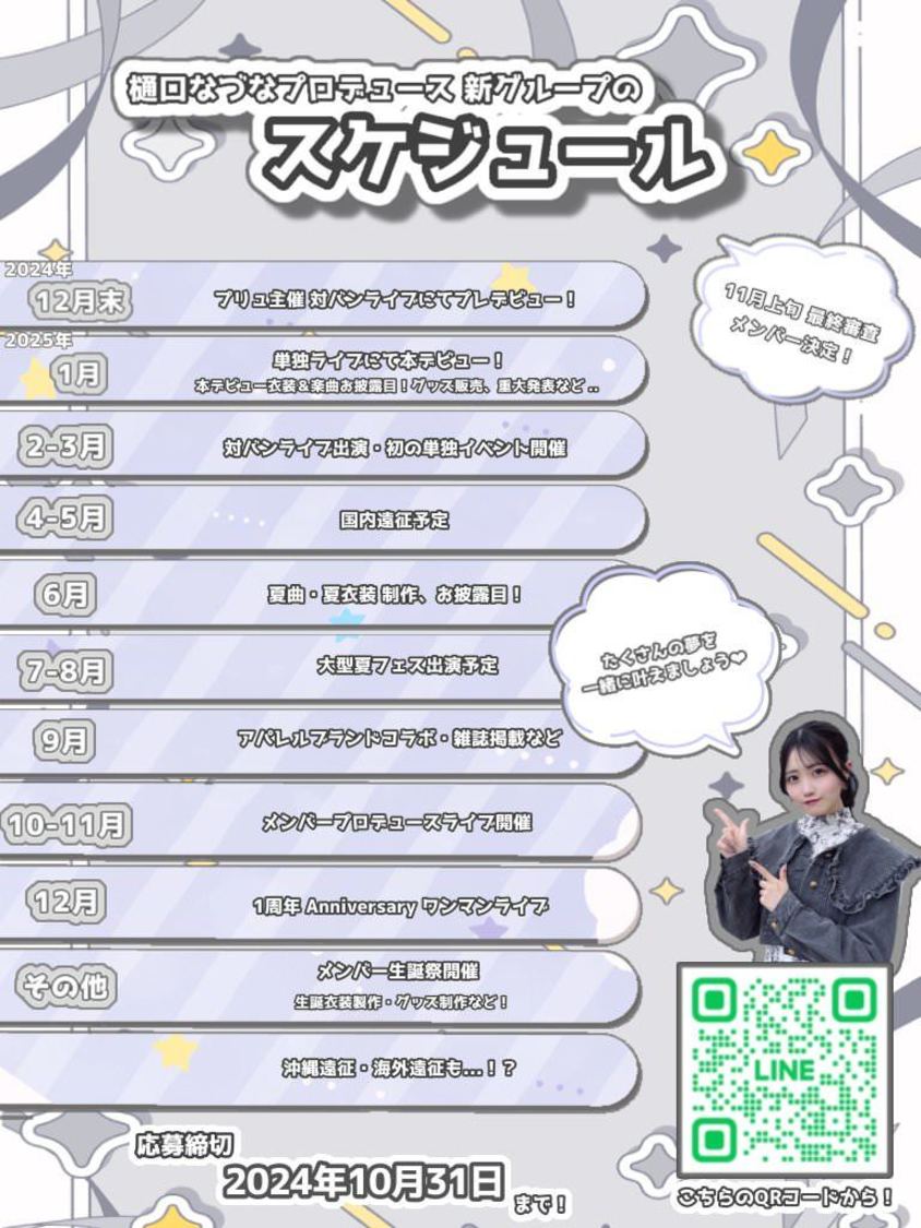 樋口なづなプロデュース新アイドル年間スケジュール
