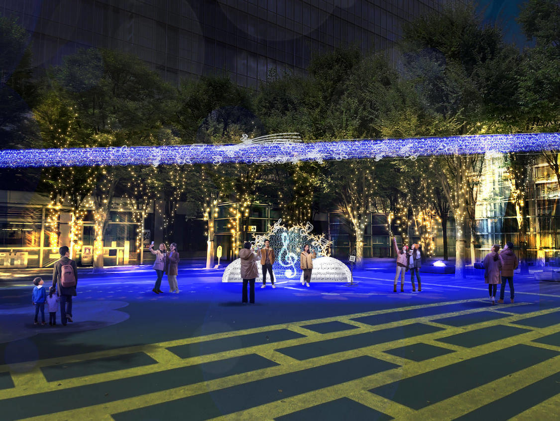 けやきひろば2階芝生広場（フォトスポットがあります）