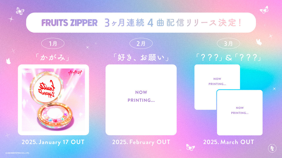 FRUITS ZIPPER新曲を3ヵ月連続配信リリース