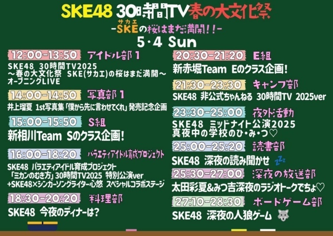 『SKE48 30時間TV2025～春の大文化祭SKE（サカエ）の桜はまだ満開！！～』（©2025 Zest, Inc.）