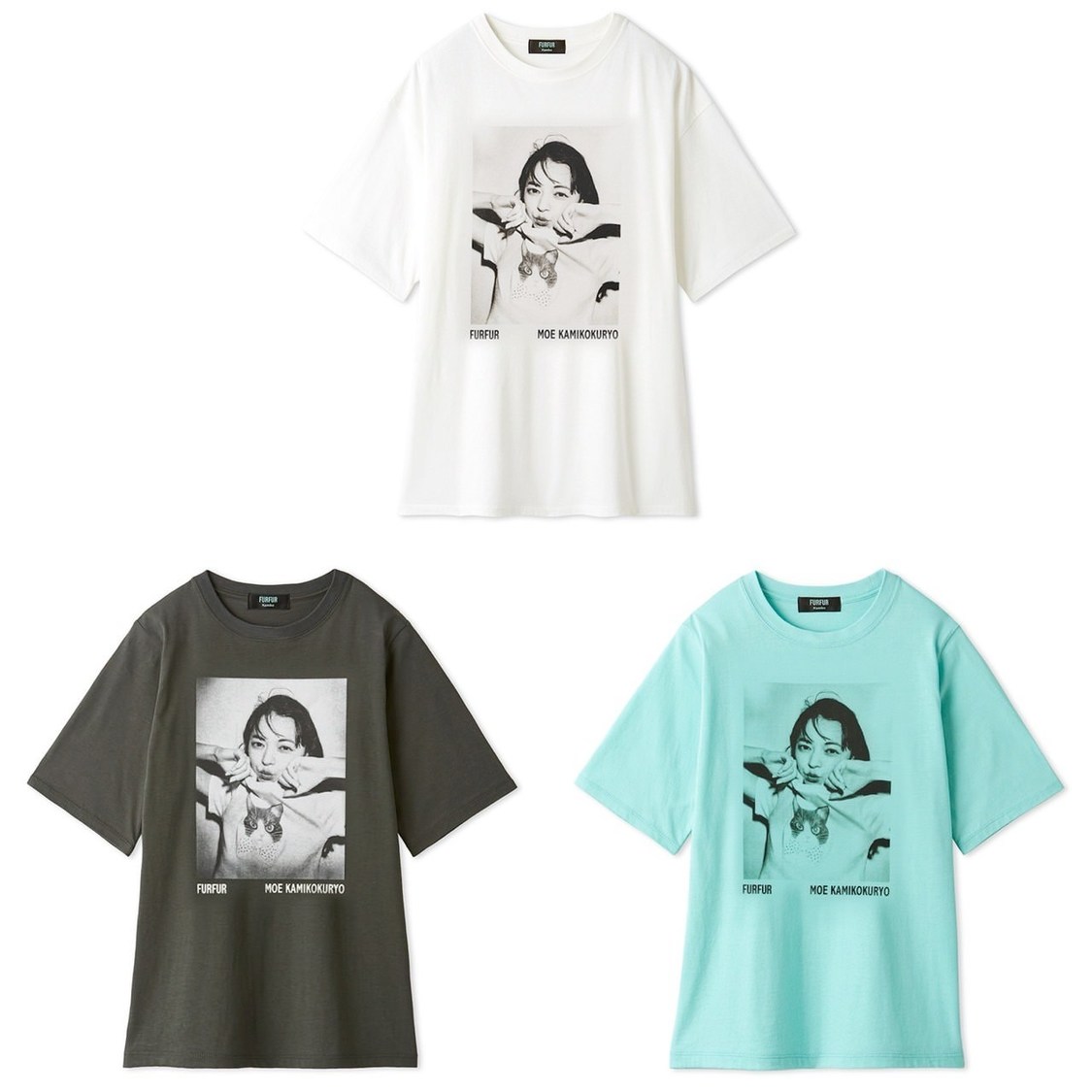 【上國料萌衣コラボ】モノクロポートレートメモリアルTシャツ