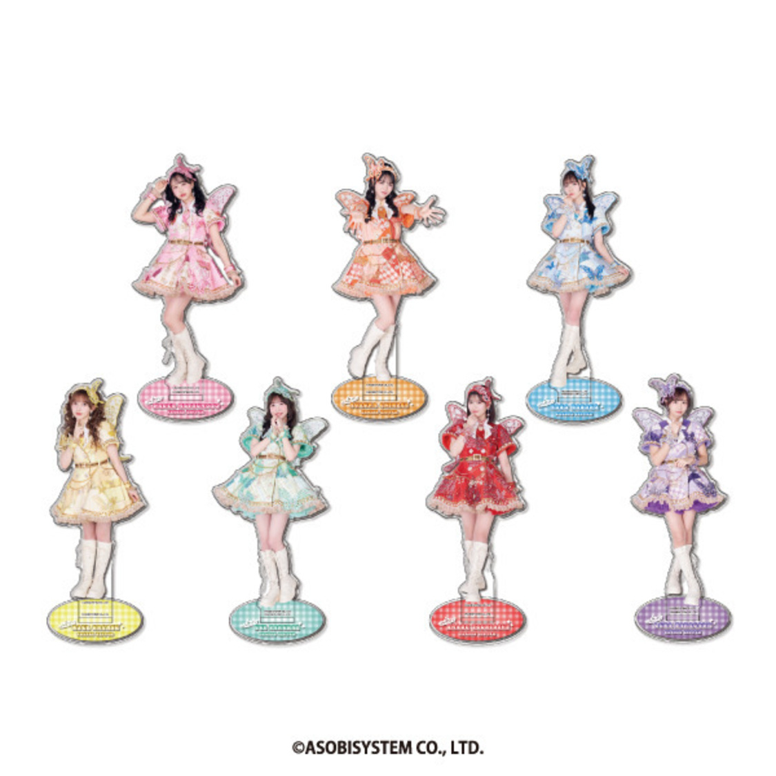 ▲アクリルスタンド（全7種／©ASOBISYSTEM CO., LTD  ©GENDA GiGO Entertainment Inc, All rights reserved.）