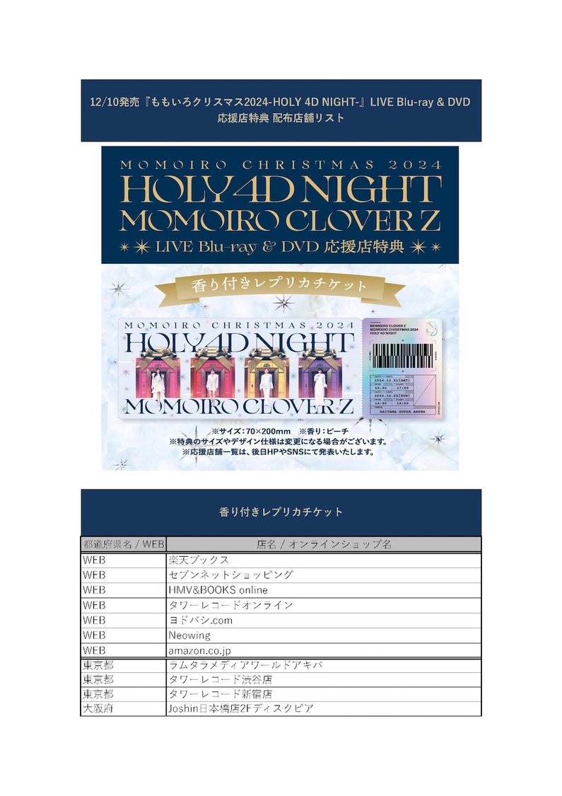 「香り付きレプリカチケット」応援店舗一覧