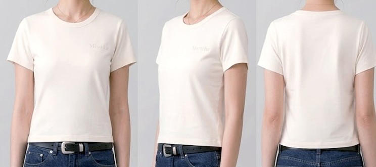 Mireille　ロゴ エンボス コットンTシャツ（ホワイト／M）