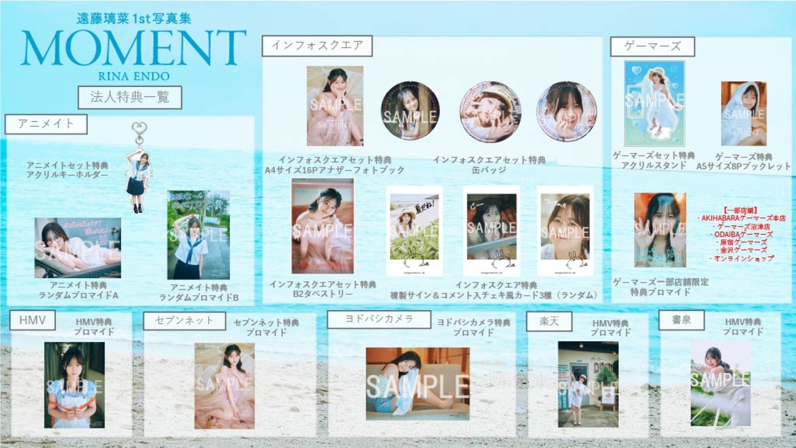 『遠藤璃菜1st写真集 MOMENT』法人特典一覧