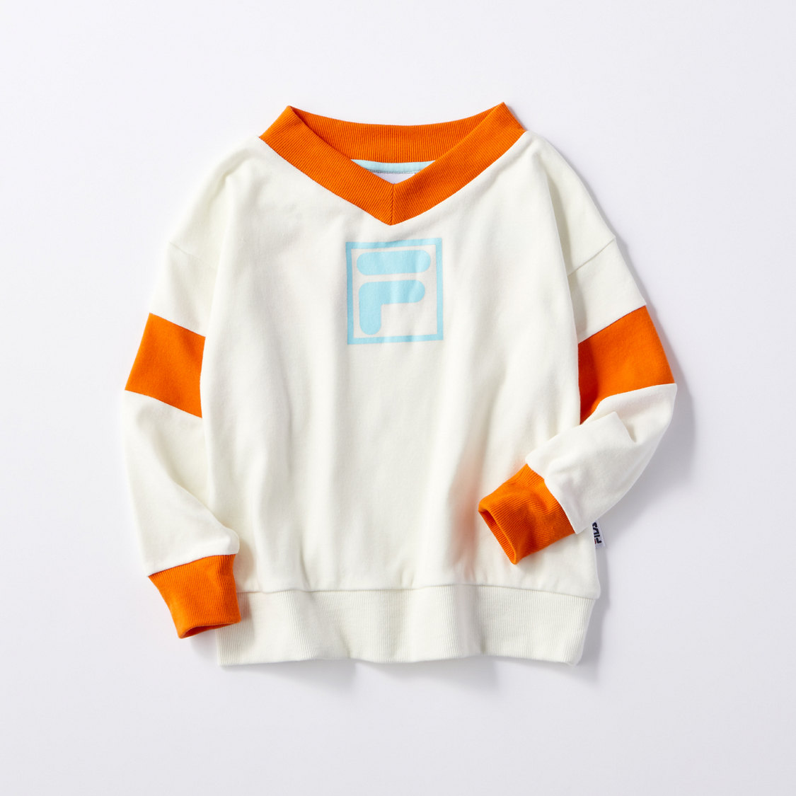 「FILA×TEG TEG cheered by Girls²」VネックビッグシルエットロングTシャツ オレンジ