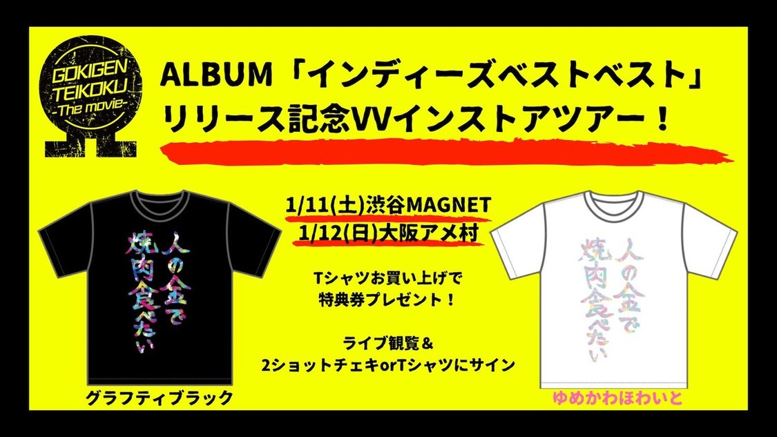 ＜ALBUM「インディーズベストベスト」リリース記念VVインストアツアー＞Tシャツ