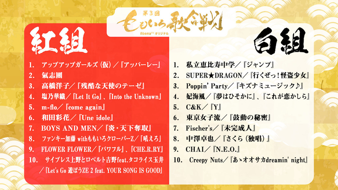 ＜第3回 ももいろ歌合戦＞出演者一覧1